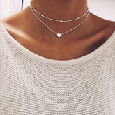 Layered Heart Necklace - Front View