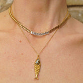 Gold Lucky Koi Charm Necklace - Front View