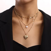 Bloom & Cross Multi-Layer Necklace - Front View
