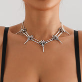 Silver Raven Skull Necklace - Front View