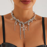 Iced Out Star Tassel Necklace - Front View