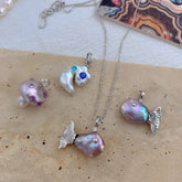 Baroque Pearl Fish Pendant Necklace - Front View