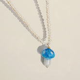 Boho Pearl Mushroom Pendant Necklace - Front View