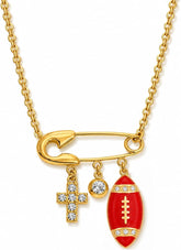 Gold Football Charms Pendant Necklace 18 inches