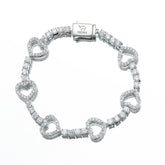 Silver Heart Tennis Bracelets For Women 7 Inches