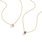 Dainty Zirconia Cylinder Charm Necklace