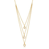 Triple Layer Zircon Pendant Necklace with Single Clasp