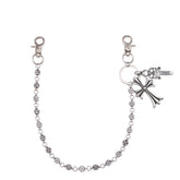 Gothic Wallet Chain for Jeans – Punk Y2K Pants Chain with Cross Charms