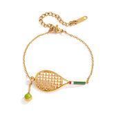 Gold Tennis Racket Necklace / Bracelet