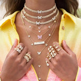 Mini Cute Butterfly Charm Y Necklace for Women 16+2 inches - Front View
