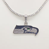 Seattle Seahawks Zircon Pendant Necklace - Game Day & Holiday Gift for Sports Fans - Front View
