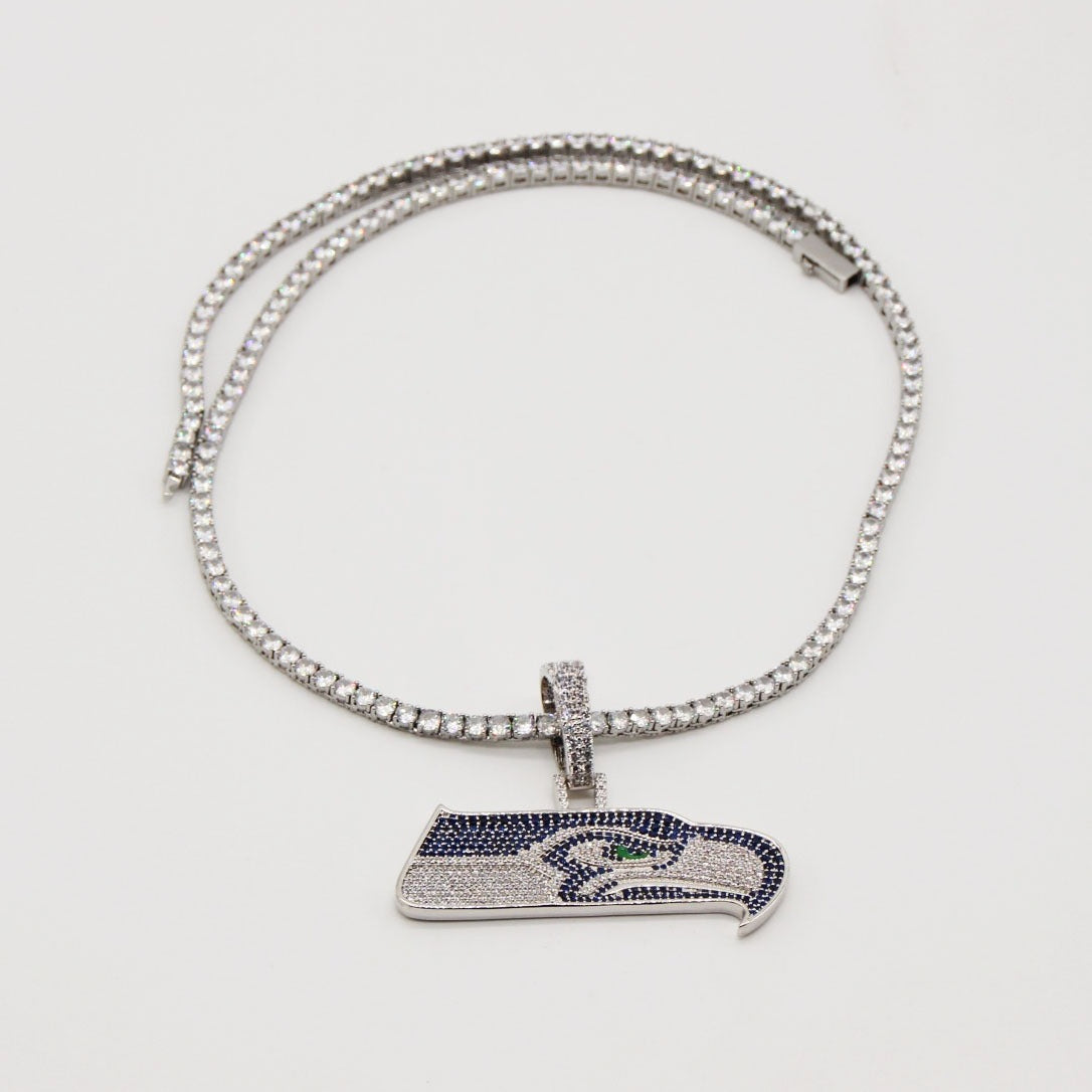 Seattle Seahawks Zircon Pendant Necklace - Game Day & Holiday Gift for Sports Fans - Image 11