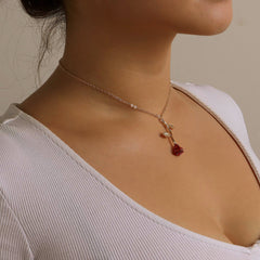Red Rose Pendant Necklace
