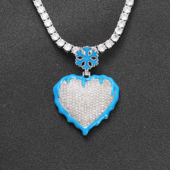 Iced Out Frozen Heart Pendant Necklace