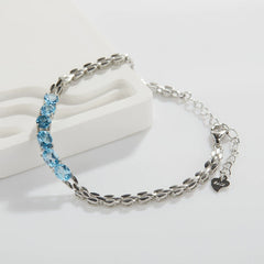 S925 Sterling Silver Rainbow Gemstone Bracelet