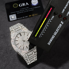Silver Iced Out Moissanite Mechanical Watch