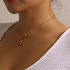 Red Rose Pendant Necklace