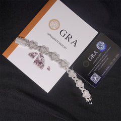 S925 Silver Moissanite Heart Cuban Bracelet