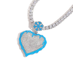 Iced Out Frozen Heart Pendant Necklace