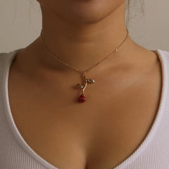 Red Rose Pendant Necklace