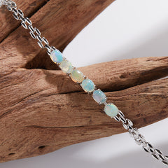 S925 Sterling Silver Rainbow Gemstone Bracelet
