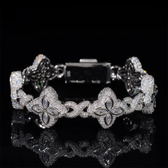 S925 Silver Four-Leaf Clover Moissanite  Bracelets for Women