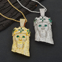 Iced Clover Portrait Pendant Necklace