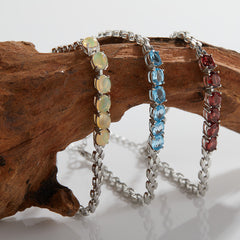S925 Sterling Silver Rainbow Gemstone Bracelet
