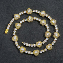 Iced Out Heart Zircon Tennis Chain