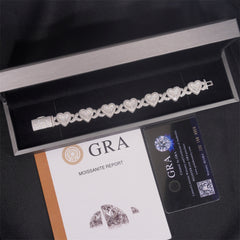 S925 Silver Moissanite Heart Cuban Bracelet