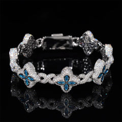 S925 Silver Four-Leaf Clover Moissanite  Bracelets for Women