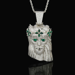 Iced Clover Portrait Pendant Necklace