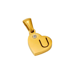 Stainless Steel Heart Initial Pendant