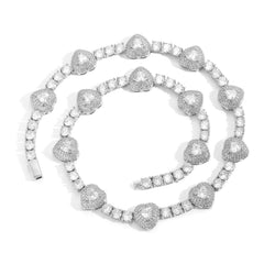 Iced Out Heart Zircon Tennis Chain