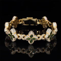 S925 Silver Four-Leaf Clover Moissanite  Bracelets for Women
