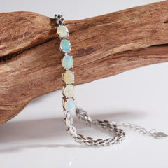 S925 Sterling Silver Rainbow Gemstone Bracelet