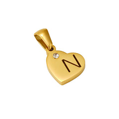 Stainless Steel Heart Initial Pendant