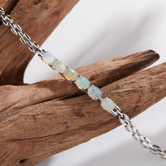 S925 Sterling Silver Rainbow Gemstone Bracelet