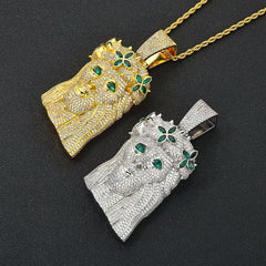 Iced Clover Portrait Pendant Necklace