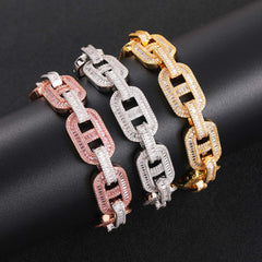 15MM Bling Square Stone Coffee Bean Bracelet