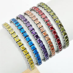 Rainbow Square Tennis Bracelet