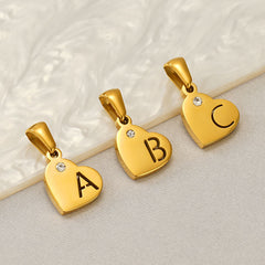 Stainless Steel Heart Initial Pendant