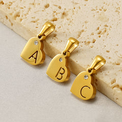 Stainless Steel Heart Initial Pendant