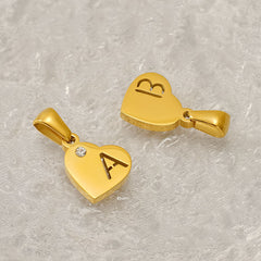 Stainless Steel Heart Initial Pendant