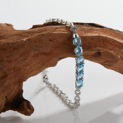 S925 Sterling Silver Rainbow Gemstone Bracelet