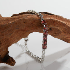 S925 Sterling Silver Rainbow Gemstone Bracelet