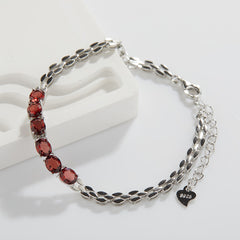 S925 Sterling Silver Rainbow Gemstone Bracelet