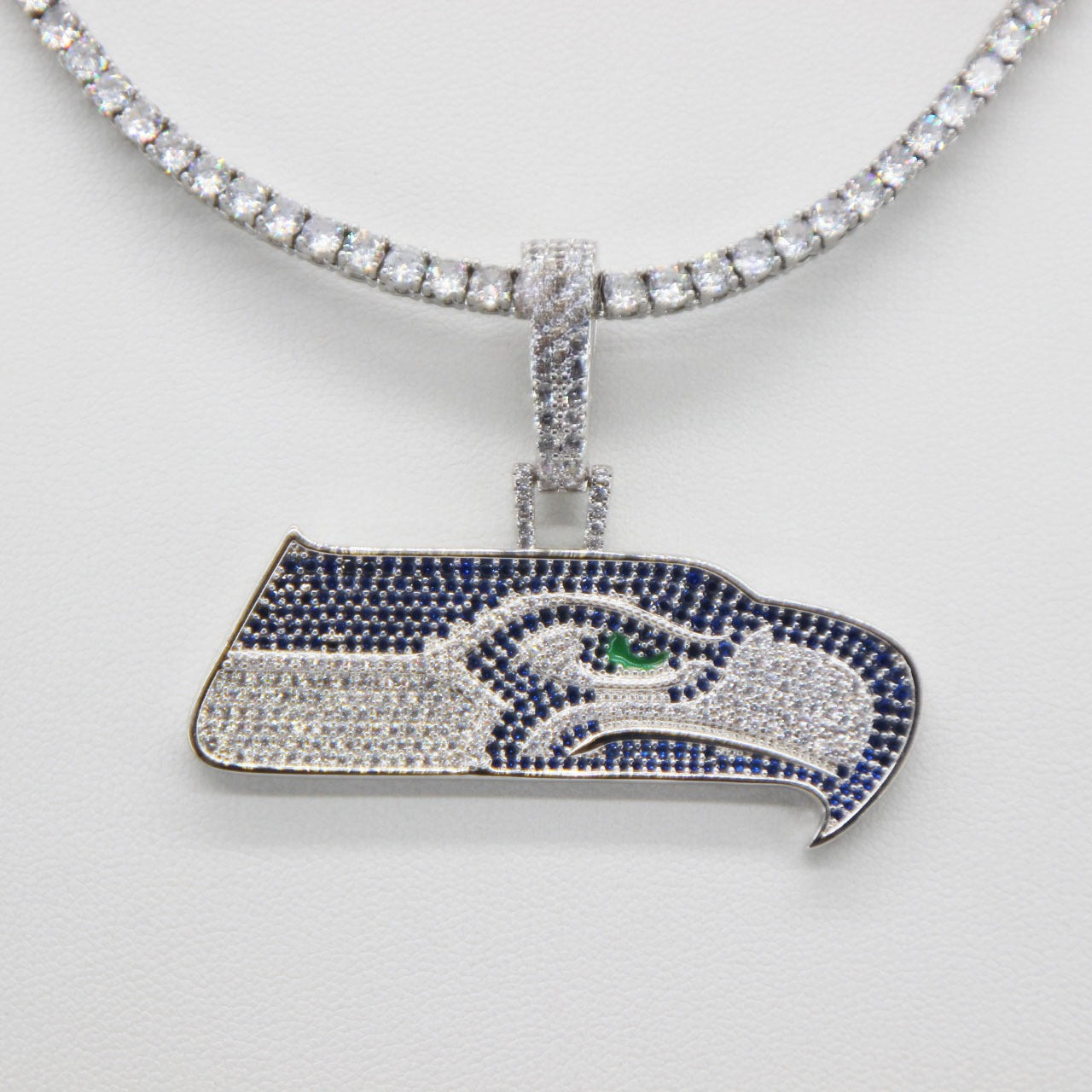 Seattle Seahawks Zircon Pendant Necklace - Game Day & Holiday Gift for Sports Fans - Lifestyle View