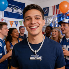 Seattle Seahawks Logo Pendant Necklace – with Heart Tennis Chain for Fans