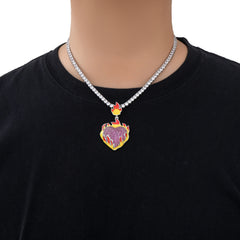 Iced Out Frozen Heart Pendant Necklace